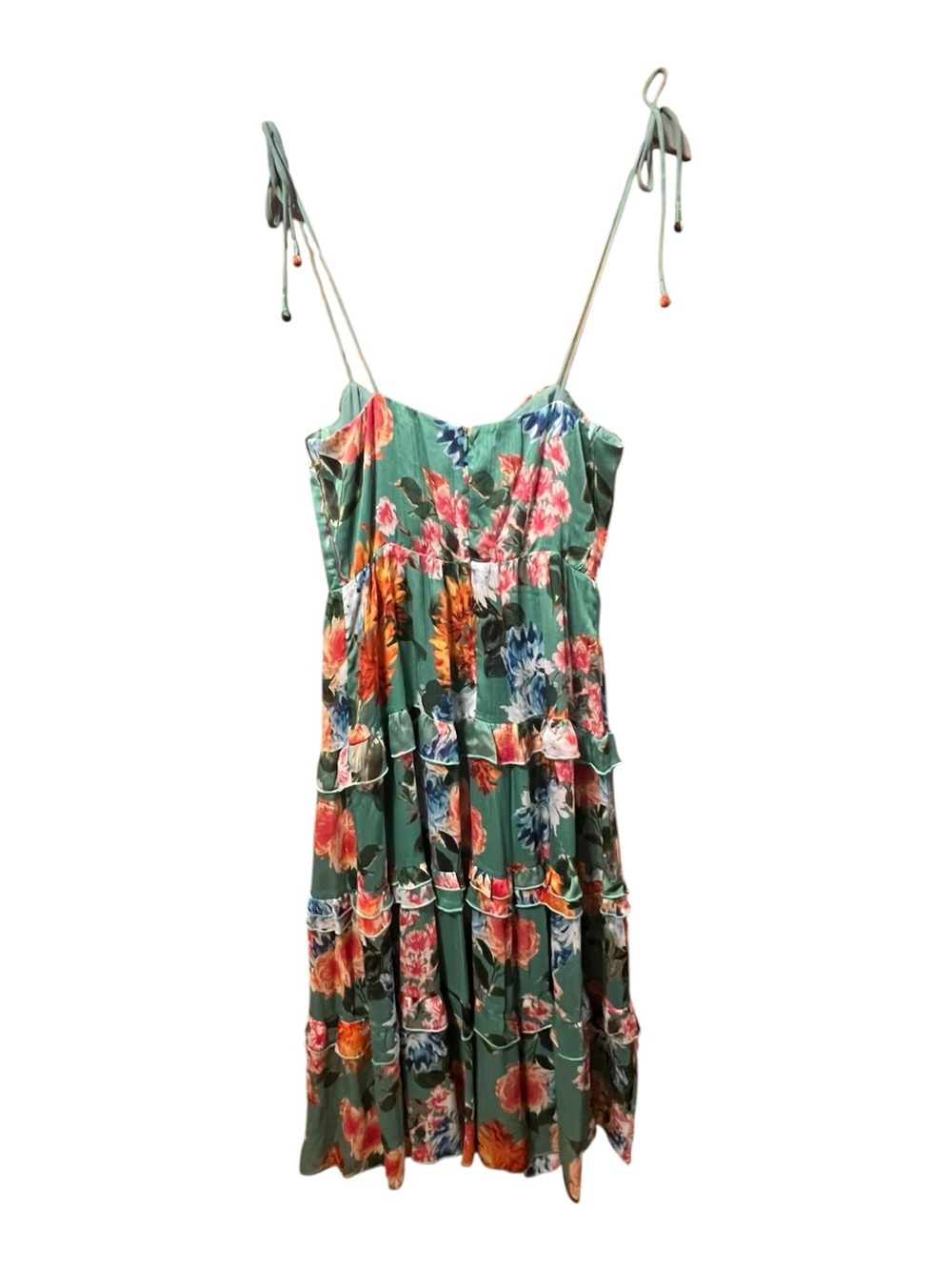 Harlyn Floral Bustier Tiered Ruffle Maxi Dress Sage Green Size S - Picture 5 of 8
